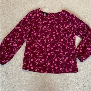 SIMPLY Styled Burgundy And Light Pink floral print Long Sleeve Top Size MP